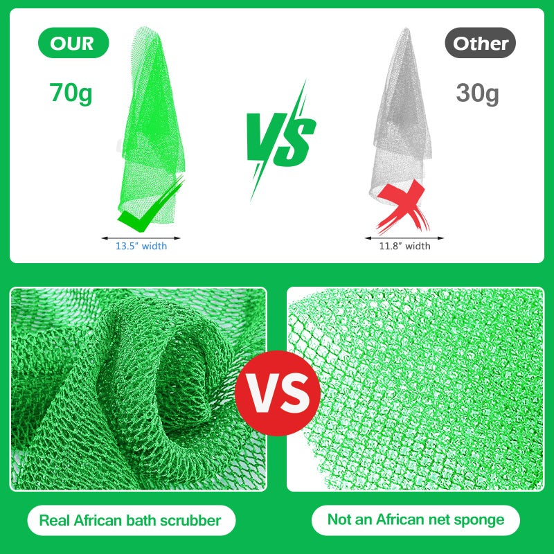 ZOCY African Net Sponge, Authentic Exfoliating Body Scrubber for Bath and Shower, Multiple Textures with Gentle Deep Exfoliating and Rich Lather for All Skins (Green) - Image 4